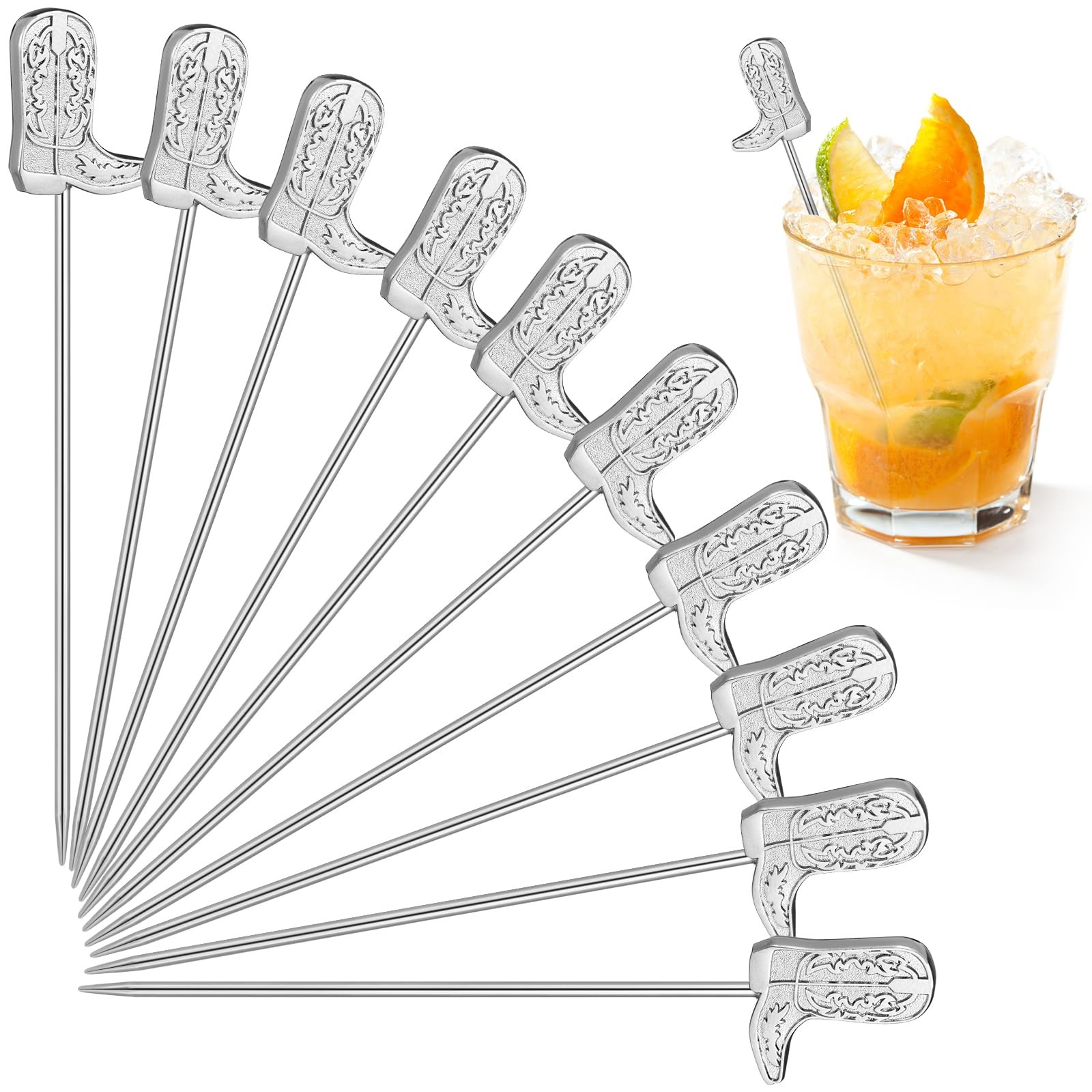 10 Pcs Metal Cowboy Style Cocktail Picks 4.7 Inch Western Metal Toothpicks fo…