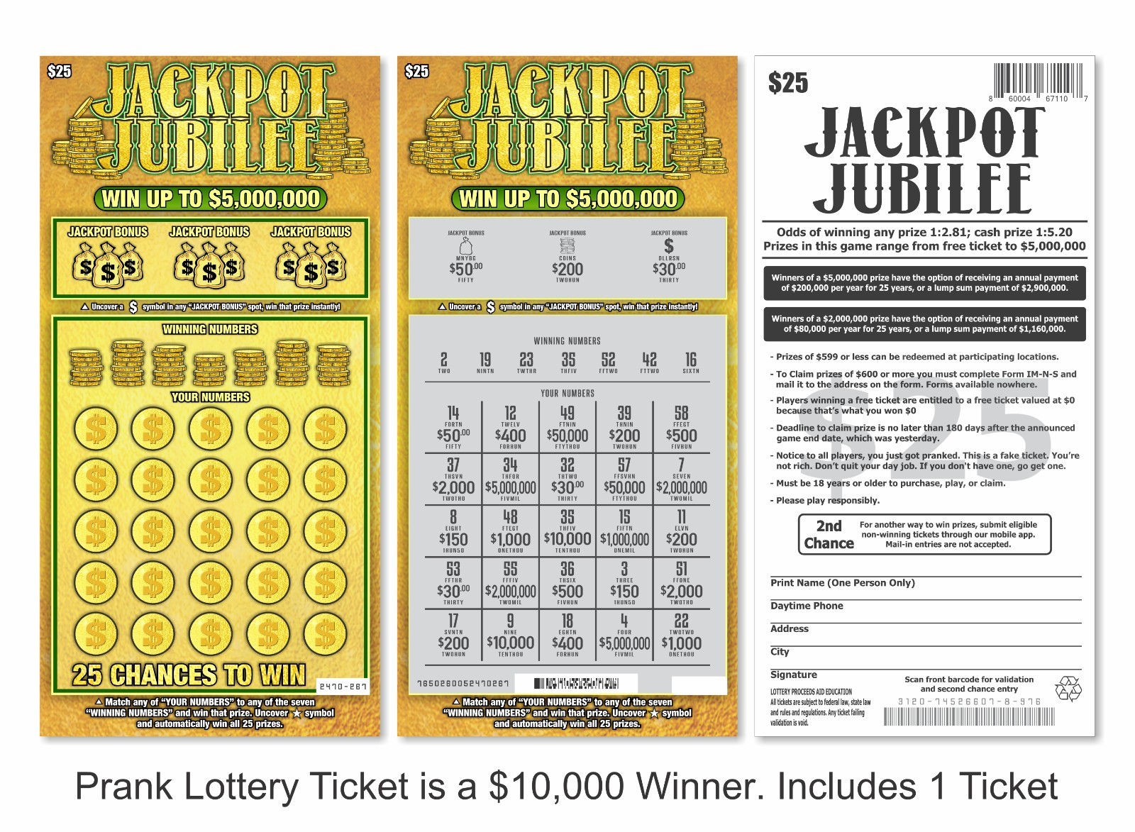 Prank Kit Bundle Fake Lottery Tickets Parking Violation Gag Set Funny