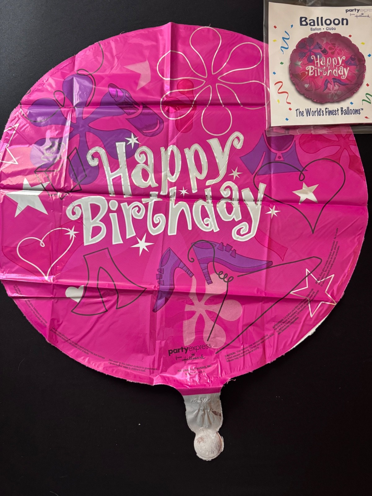 18″ Happy Birthday Foil Ballon – Hot pink with purple – Shoes / Purse / Hearts