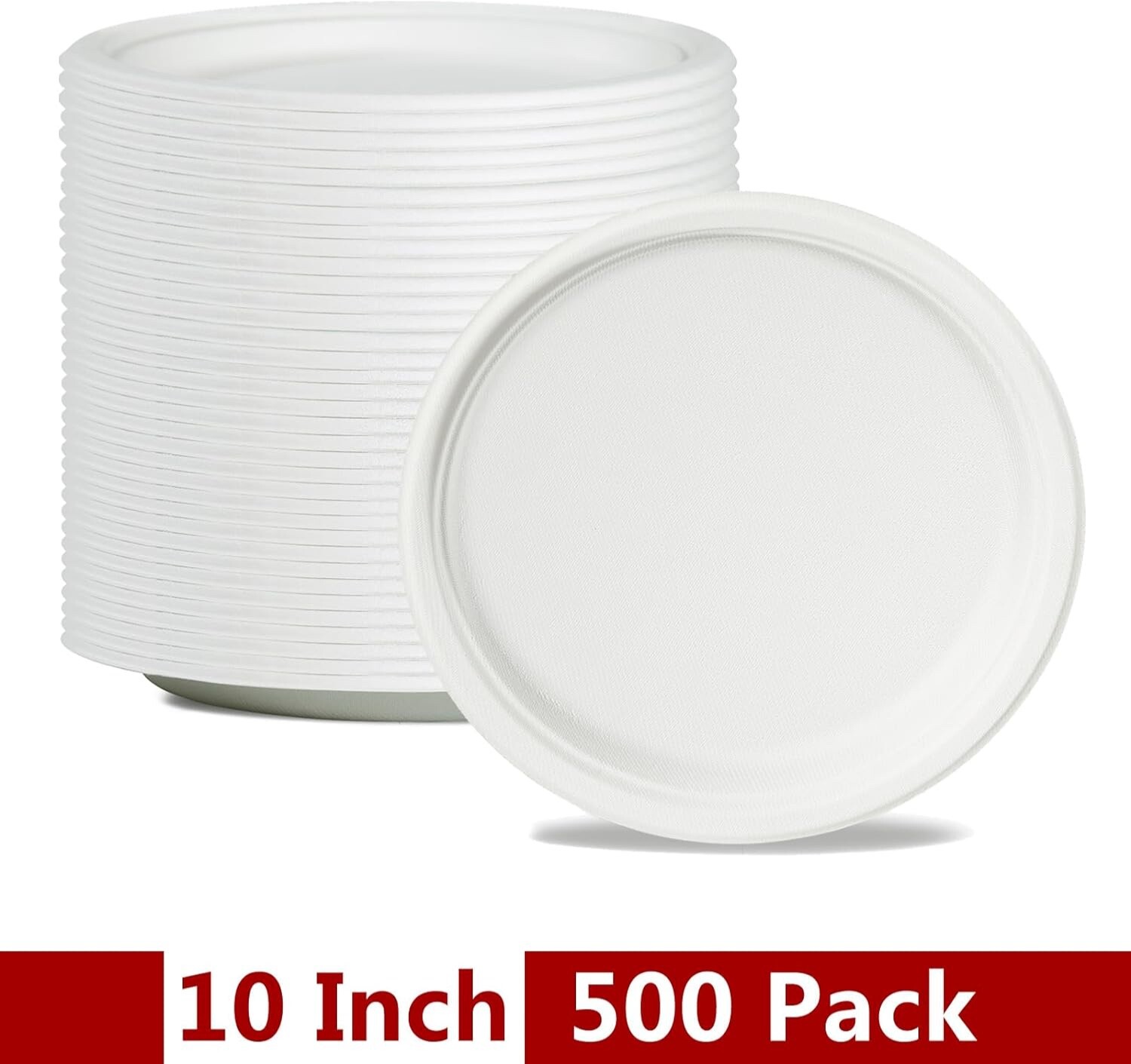 Compostable Plates Disposable Plate Bulk Biodegradable Sugarcane 10 Inch 500pack