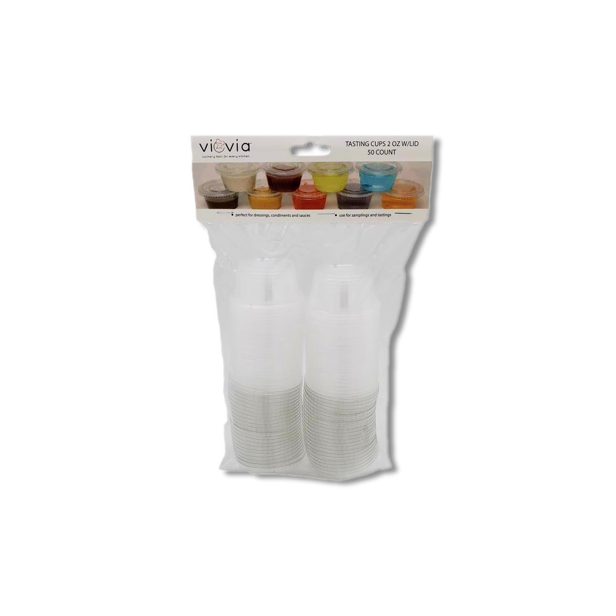 Viovia 2 oz Clear Polypropylene Tasting Cups with Lid VIO-0372