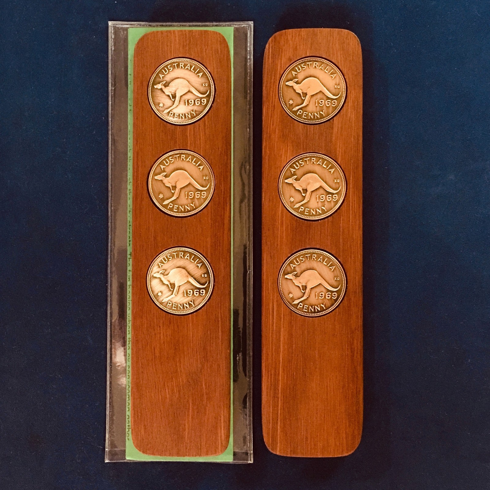 50th Birthday Gift Present Hardwood Two-Up Game 1974 Australian Pennies two up