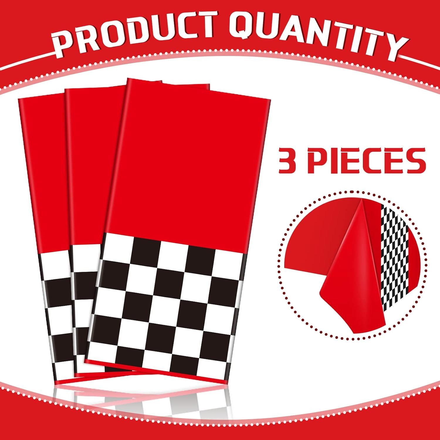 3 Sheets Car Birthday Party Supplies Racing Party Decorations 54 X 108 Inch Red