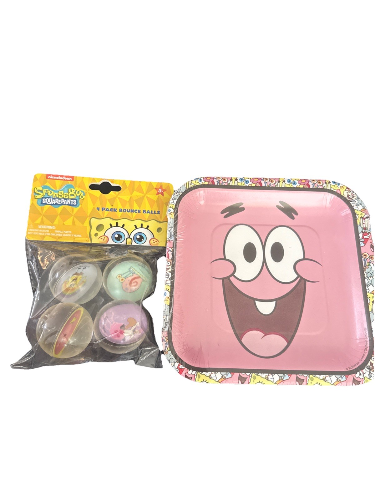 SPONGE BOB SQUARE PANTS Patrick 8 7” Plates & 4 Rubber Balls New Sealed