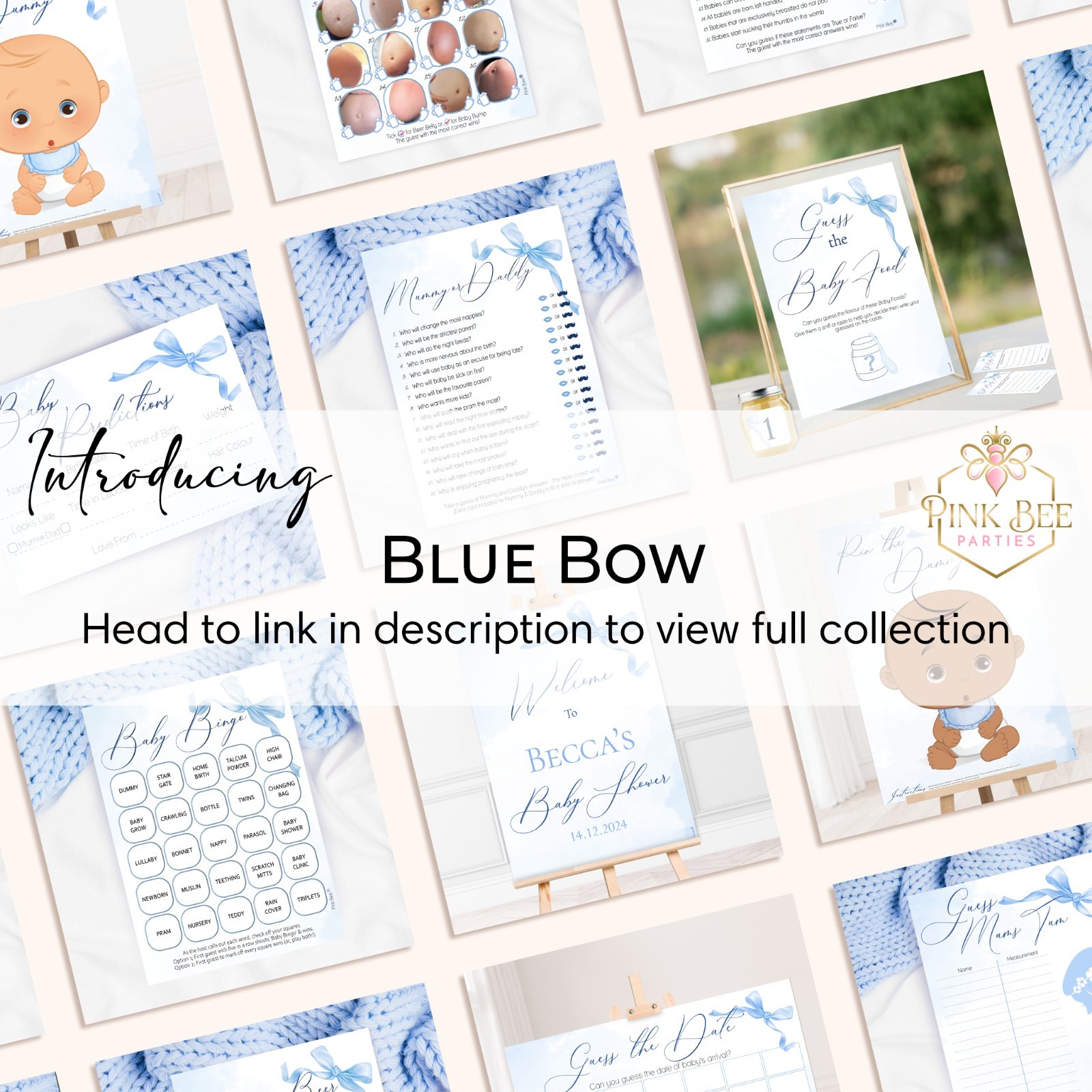 Baby Shower Games, Sh!t Happens, Blue Bow Theme, Boys, Smell, Minimalist, Rude.