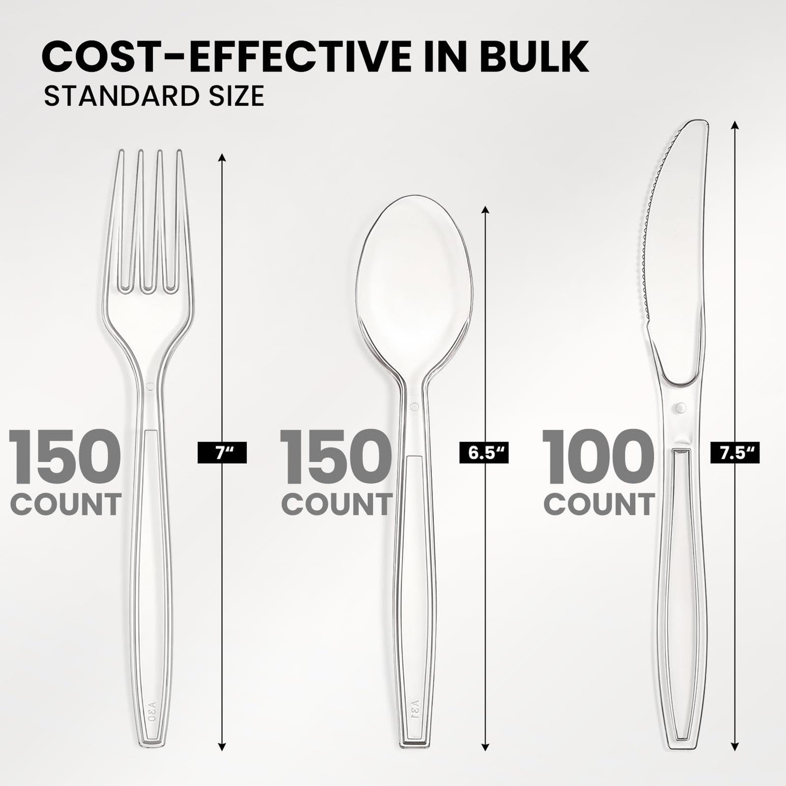 400 Count Heavy Duty Plastic Silverware, BPA-Free, Clear Plastic Cutlery Set, Pr