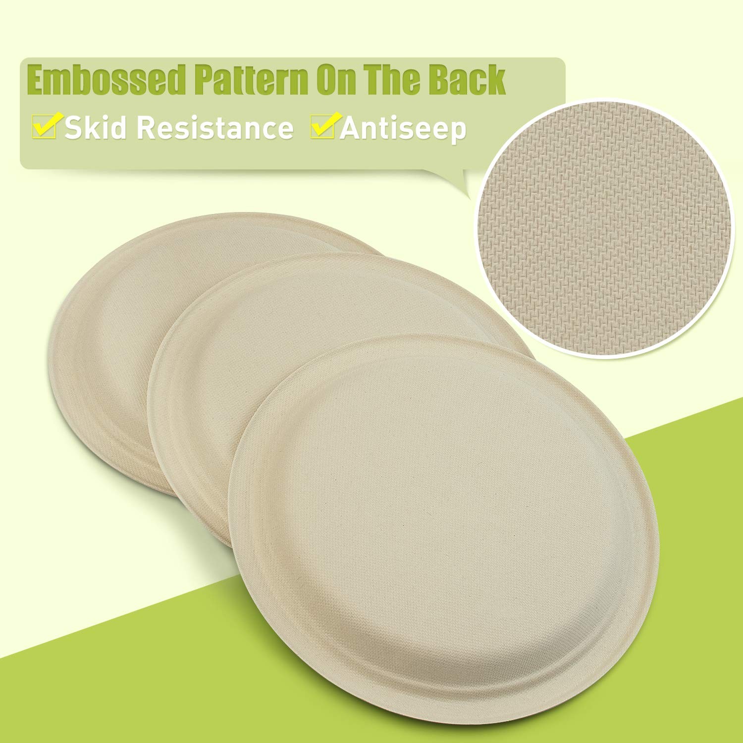 500 Count Bamboo Fiber Disposable Plates Compostable Takeout Party Catering