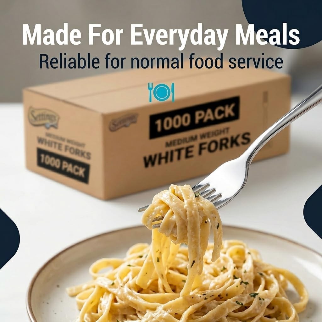 White Plastic Forks, 1000 Count – Heavy-Duty Disposable Forks, BPA-Bulk Plastic