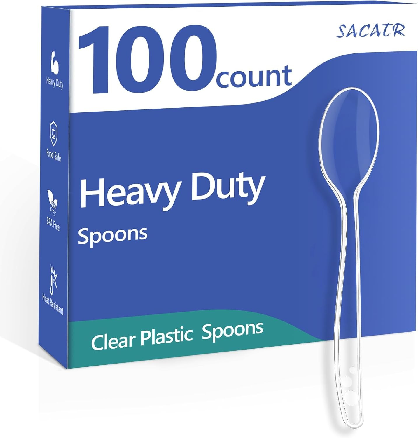 100 Count Plastic Spoons,Heavy Plastic Silverware,Premium Disposable Spoons,