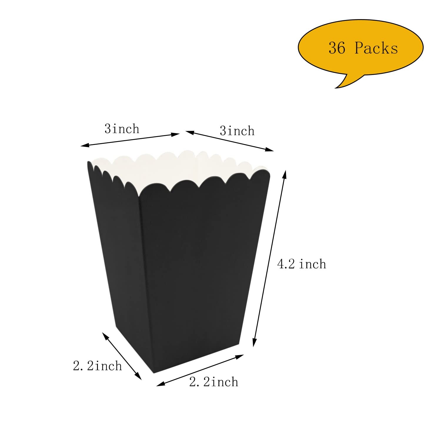 36 PCS Popcorn Boxes Mini Paper Cardboard Container For Party Supplies Black