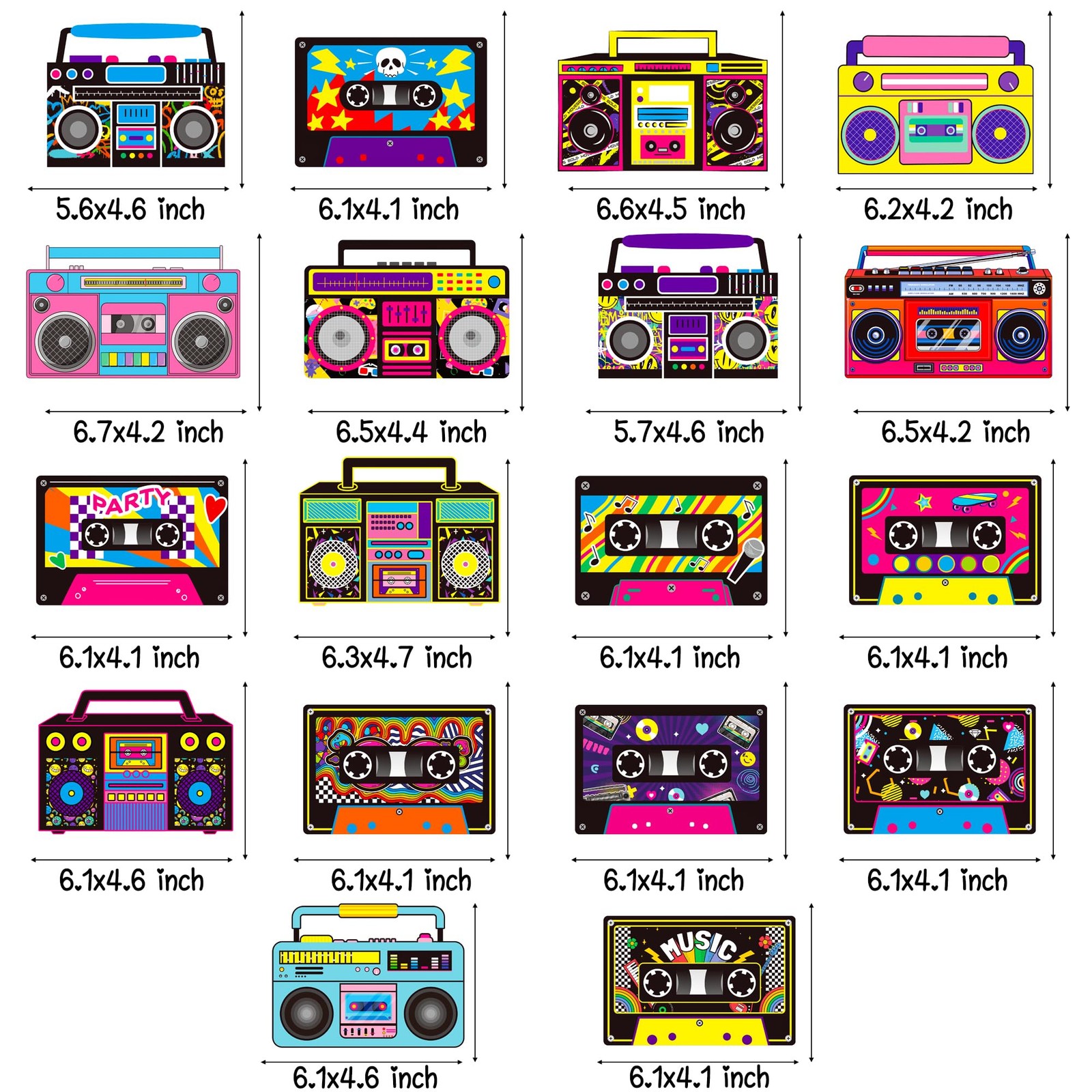 20 PCS Cassette Tape Boombox Hanging Swirls Retro Radio 80s 90s Party
