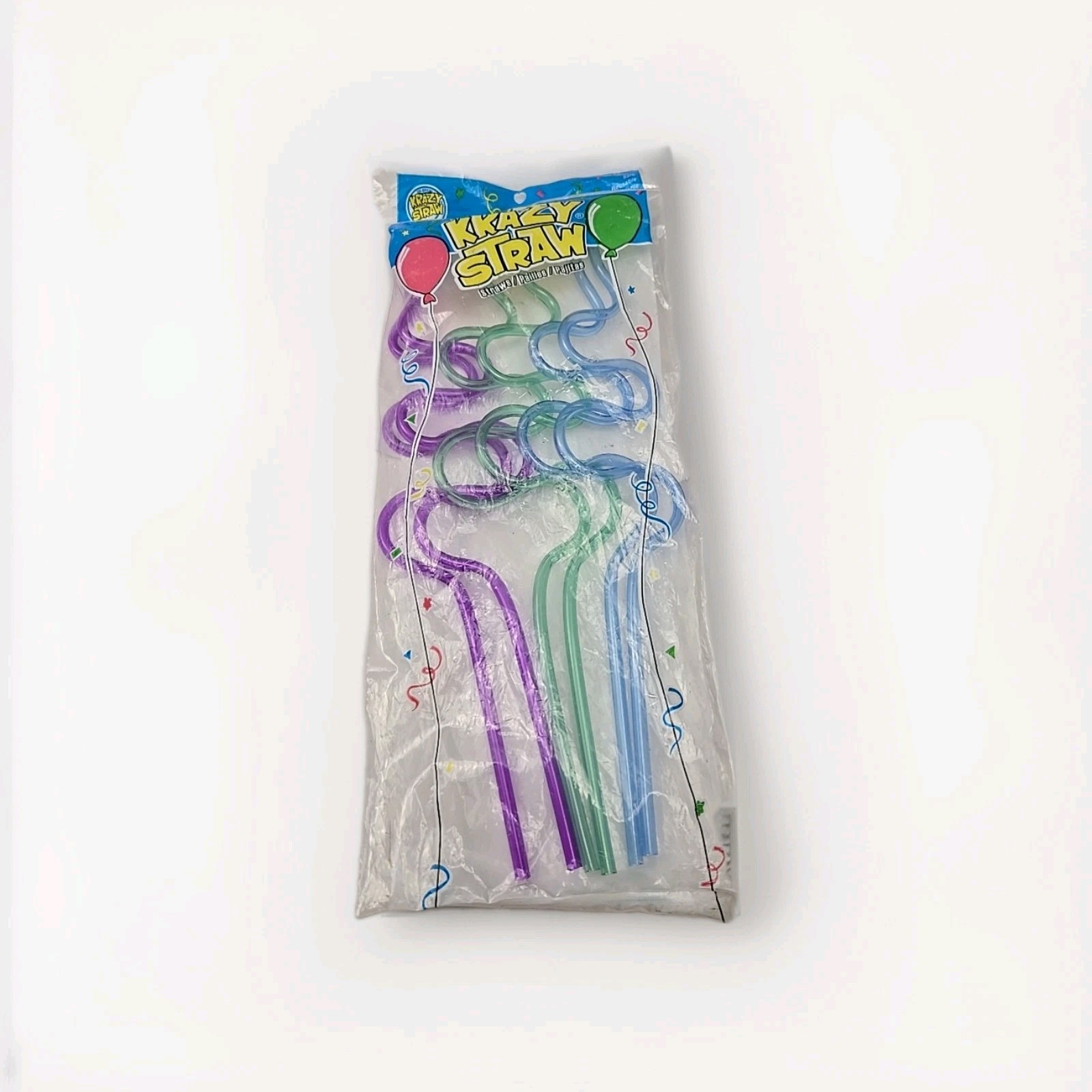 6 Total Fun Krazy Straws Assorted Colors Crazy Straw 10″ Long Sealed