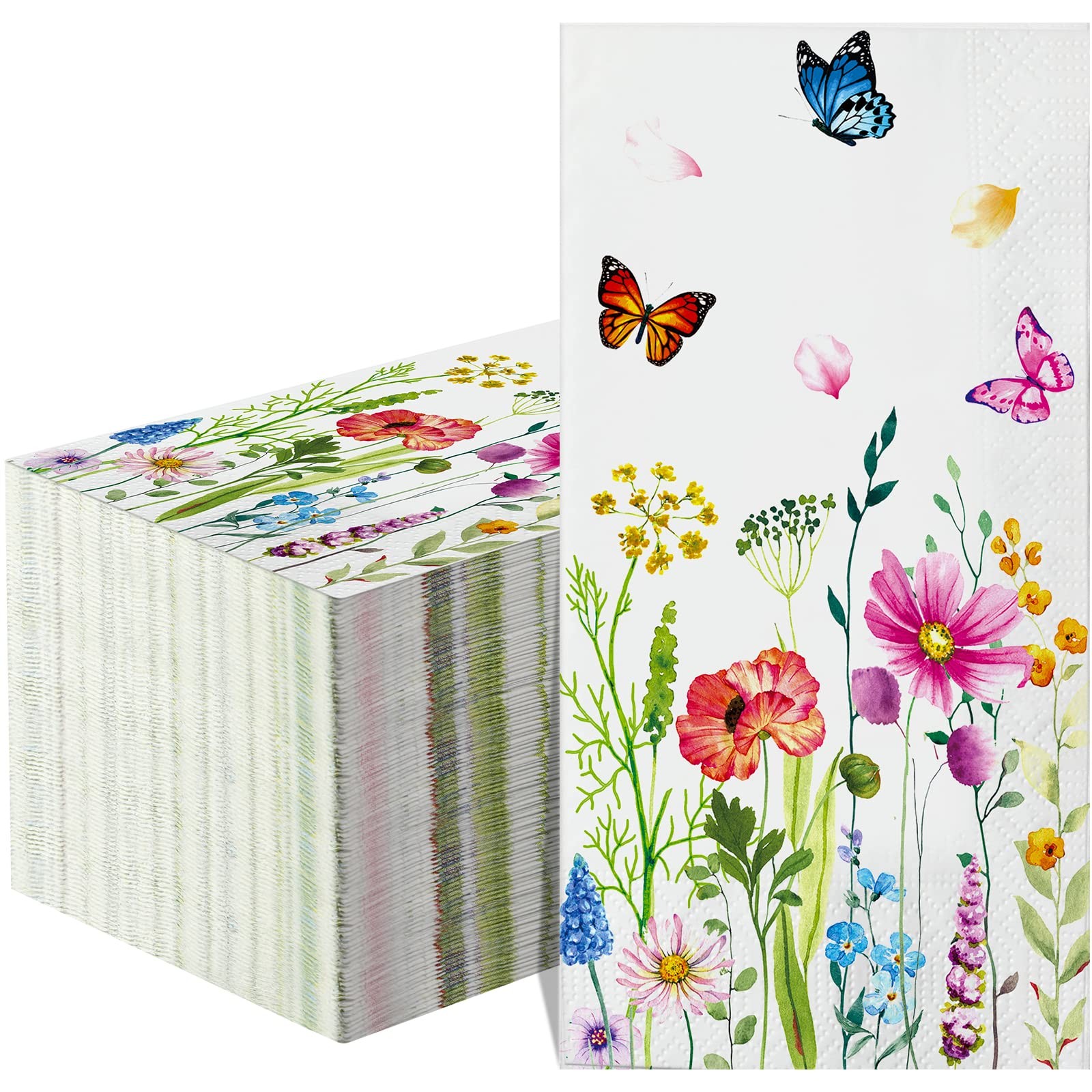 100 Pcs Floral Paper Napkins, 3 Ply Disposable Guest Towels/Cocktail Napkins,…