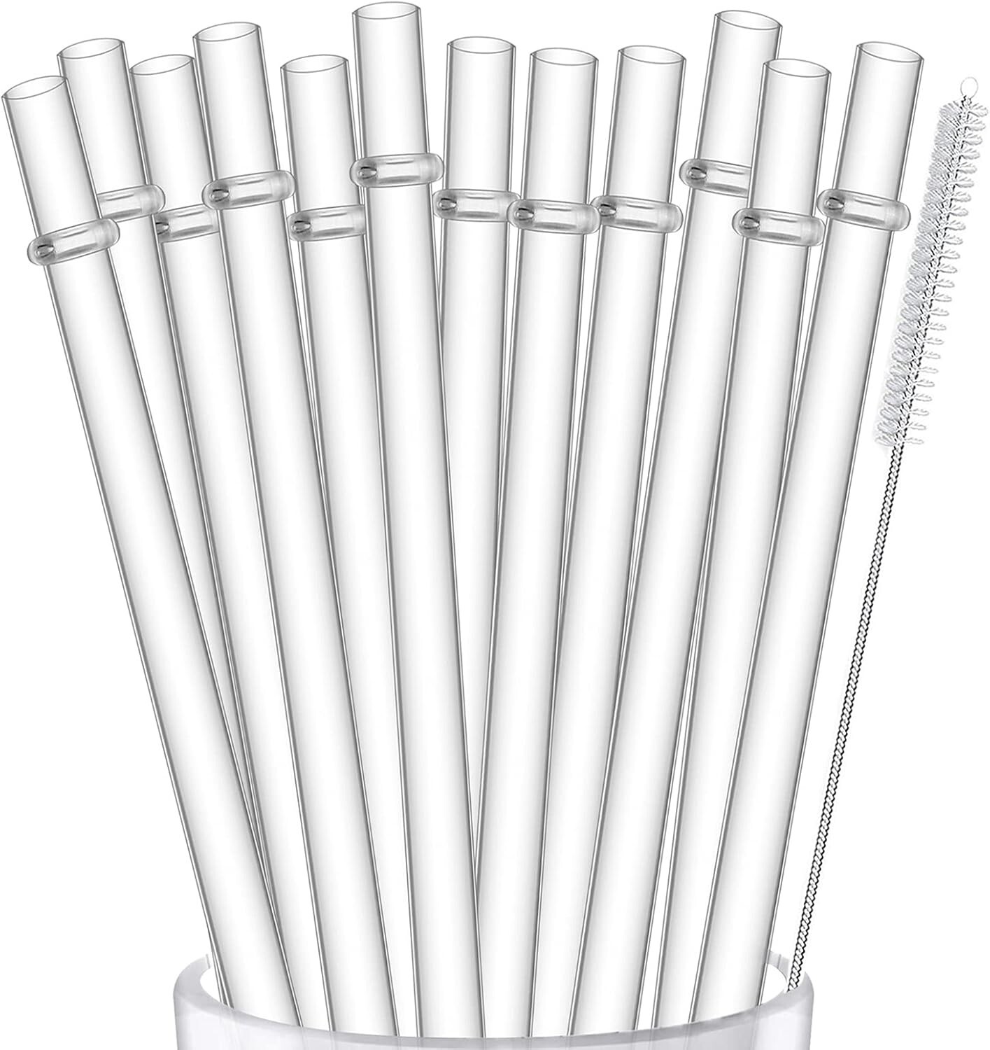 BPA-Free 13 Inch Reusable Clear Straws for 32oz to 1 Gallon Bottles – 12 Pack