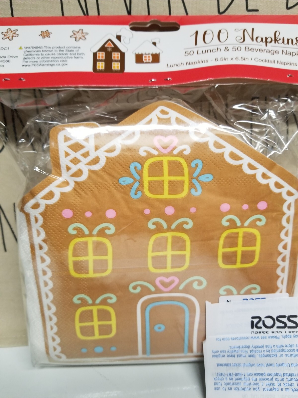 100 x Christmas Gingerbread House & Man Paper Napkins Party Lunch Picnic, NEW!