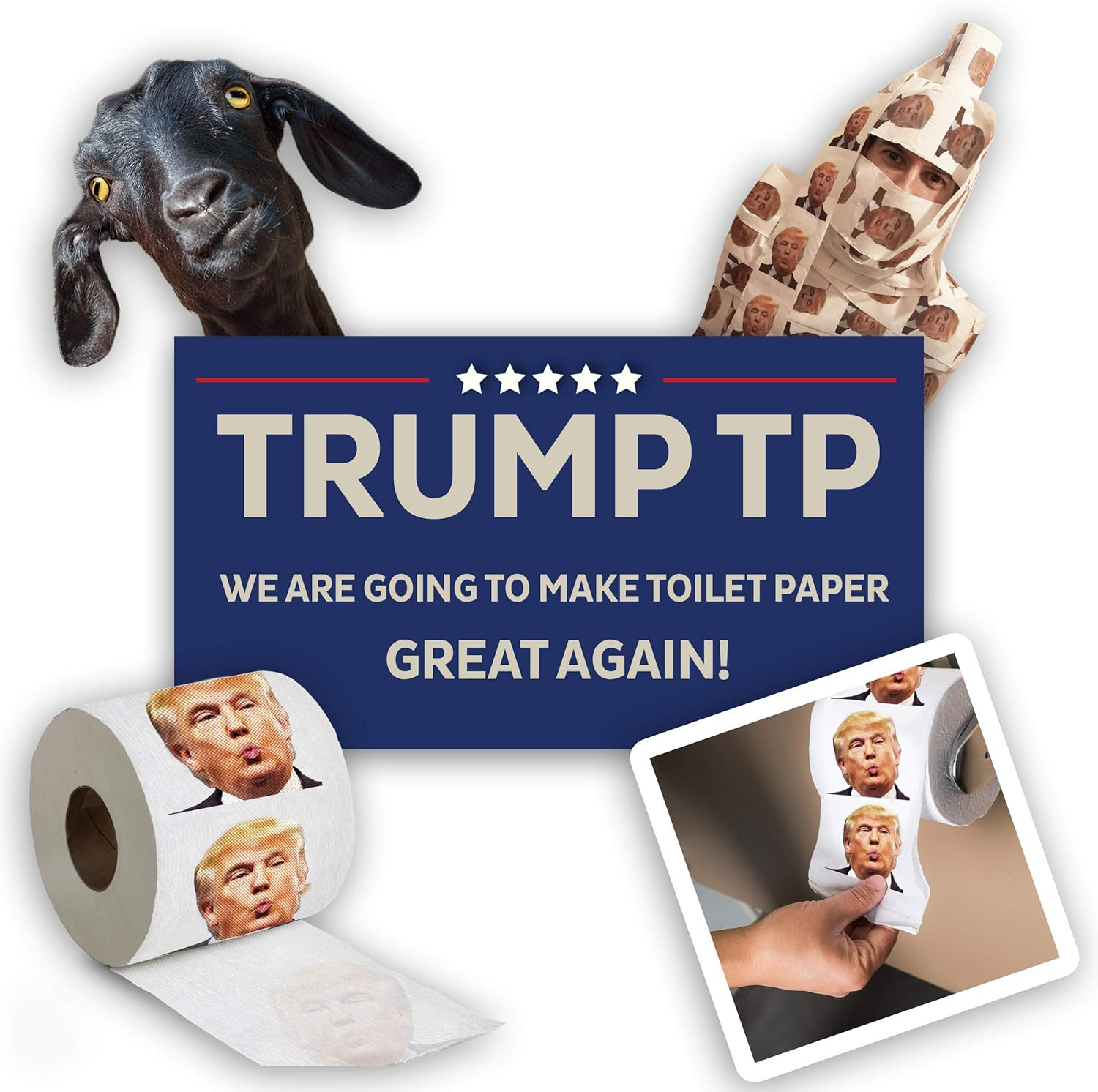 Trump Political Toilet Paper Roll by – 3 Ply Funny Novelty Gag TP with Full-Col