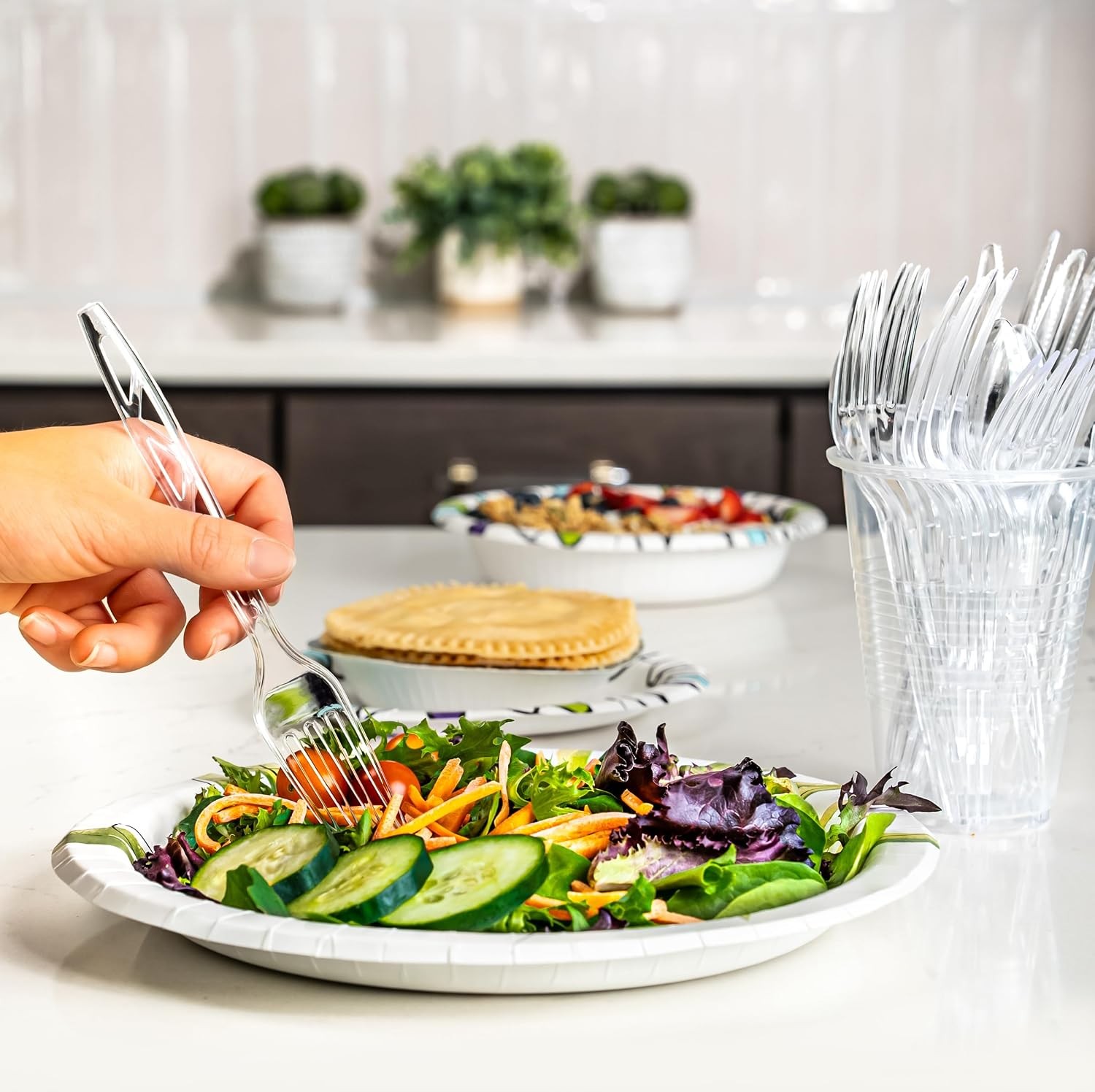 Disposable Clear Plastic Forks, Premium Quality, 100 Count, Large Pack,