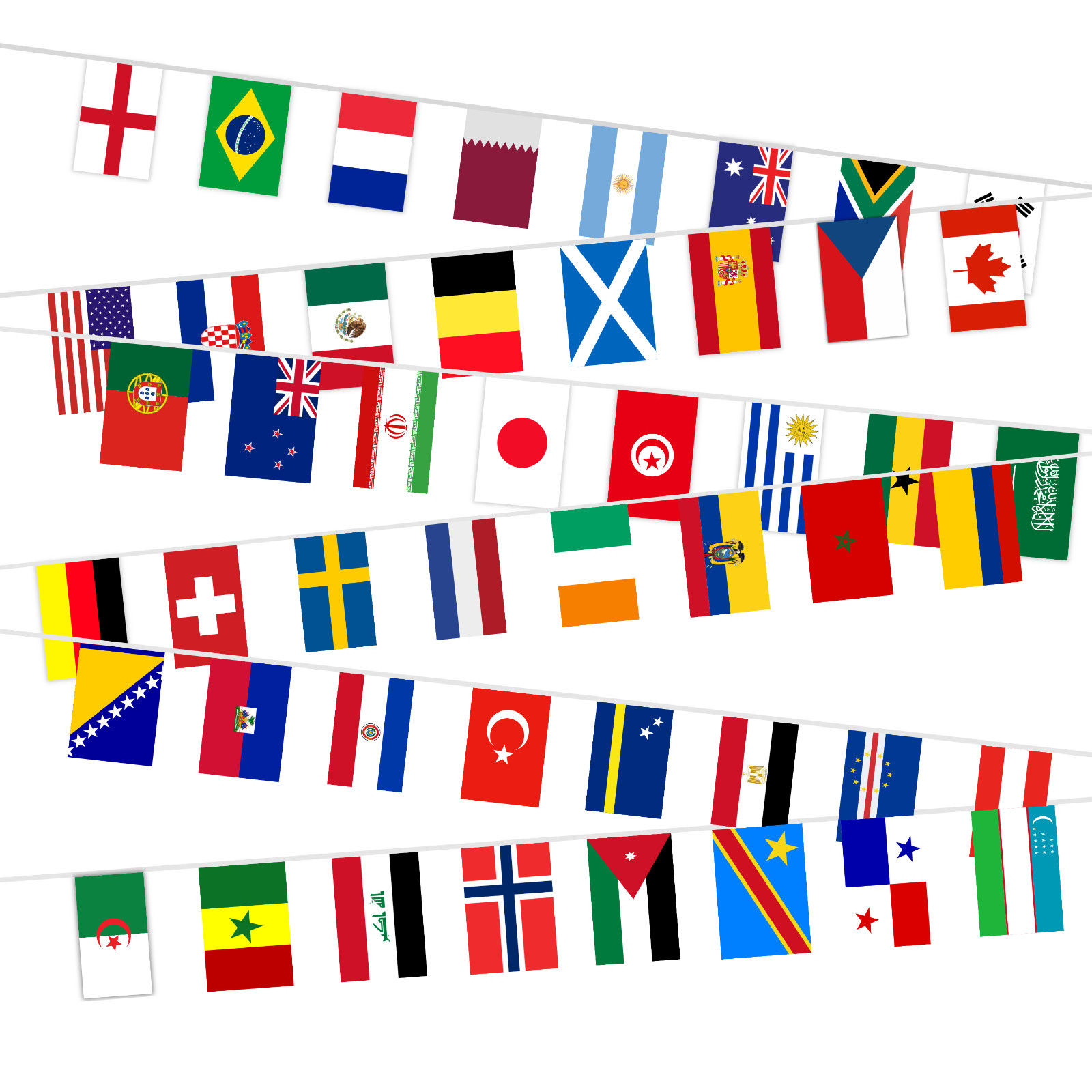 NEW Football World Cup Bunting 15 Metre 48 EXTRA LARGE FLAGS Speedy Delivery
