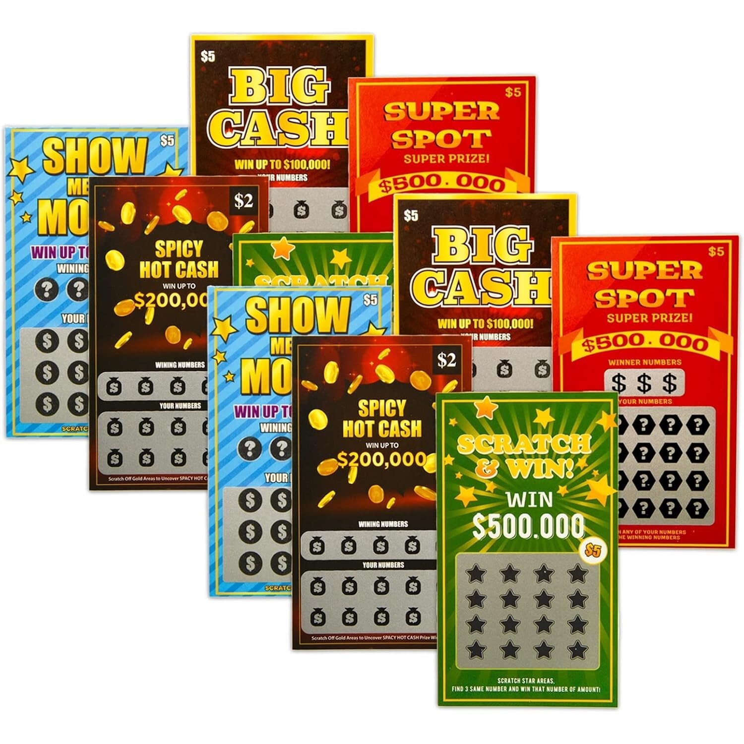 10 Fake Lottery Tickets Prank Winning $500K $200K $100K Scratch Off Cards