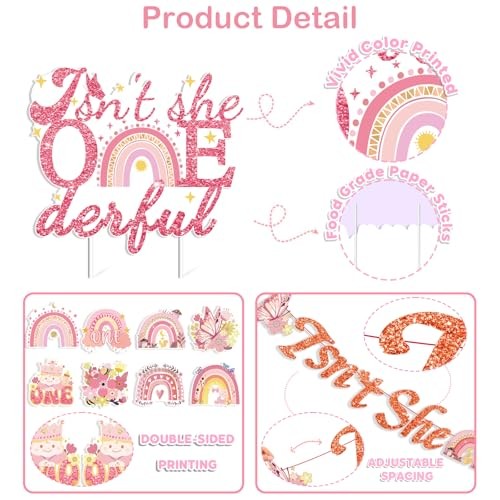 35PCS Isn’t She Onederful Birthday Decorations – First Birthday 1st Girl