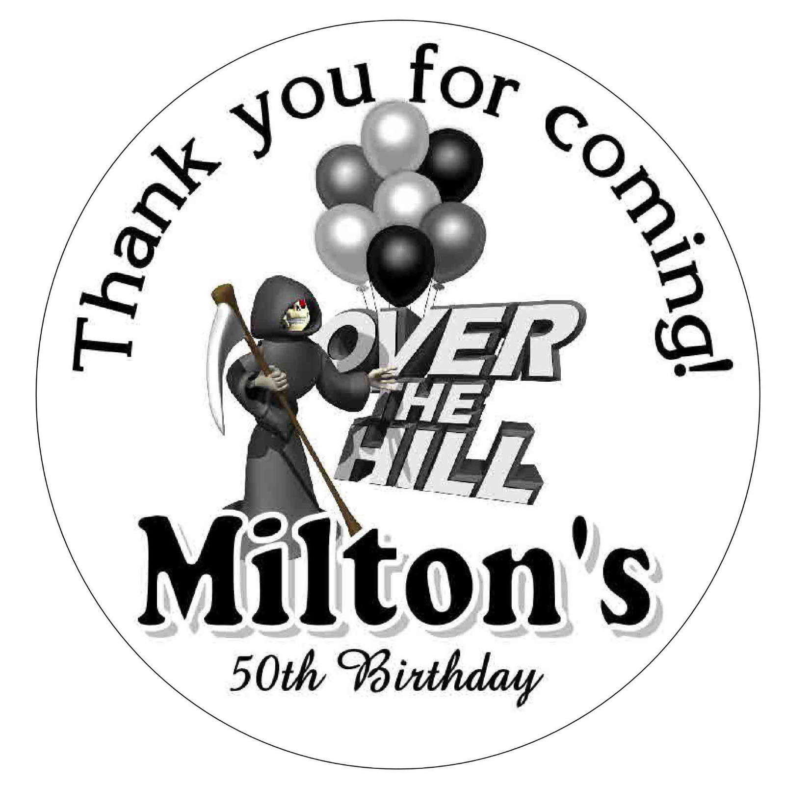20 OVER THE HILL BIRTHDAY PARTY FAVORS STICKERS LABELS FOR YOUR FAVORS