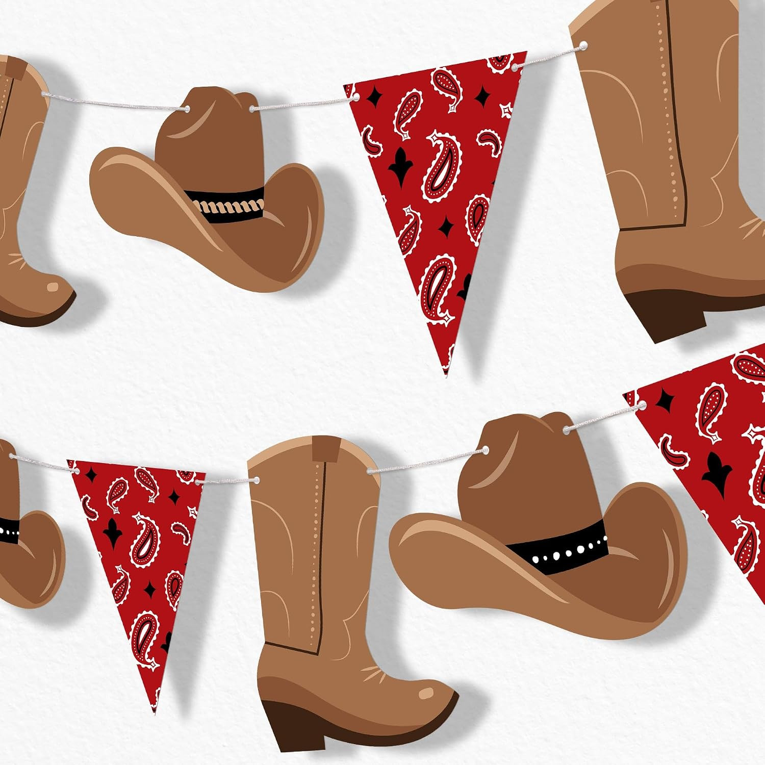 Western Hoedown Garland Banner, Wild West Cowboy Party Decorations Banner, 30 Fe