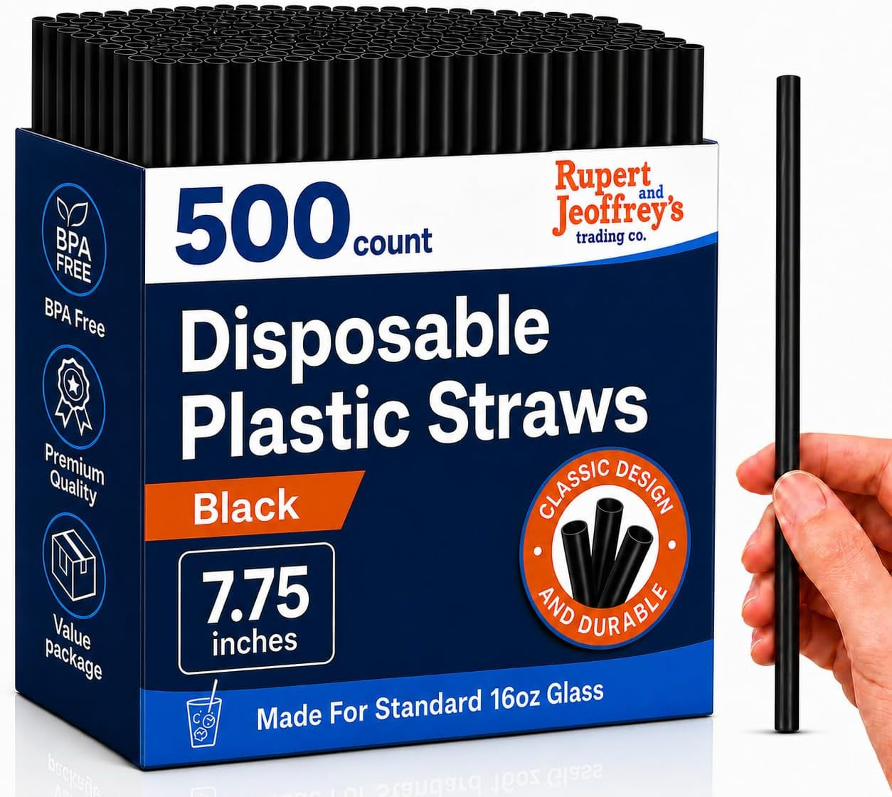 7.75″ Plastic Straws 500 Count Disposable Straws Made For Standard 16Oz Glass