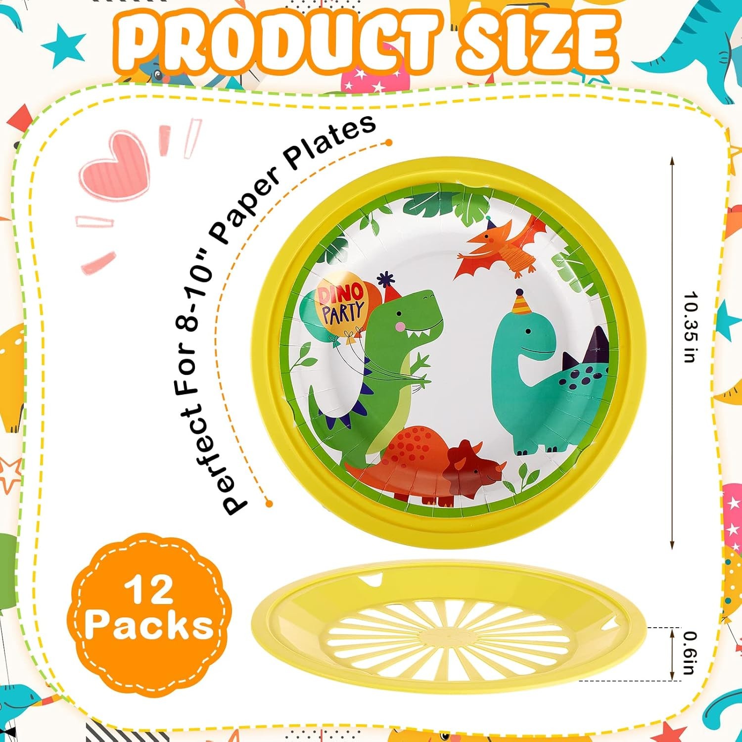 12 Pcs Reusable Plastic Paper Plate Holders 10 Inch Heavy Duty Plastic Paper