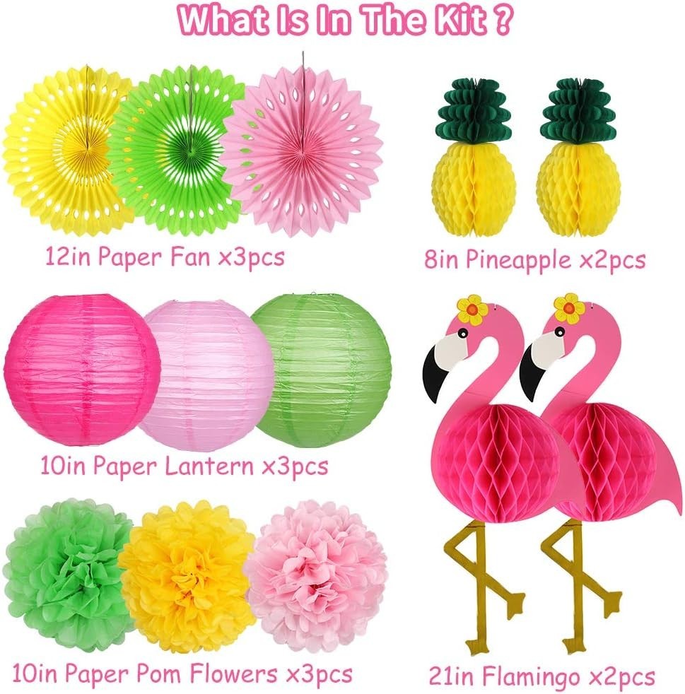 Flamingo Party Supplies, Hawaiian Party Decorations Flamingo and Pineapple Ho…
