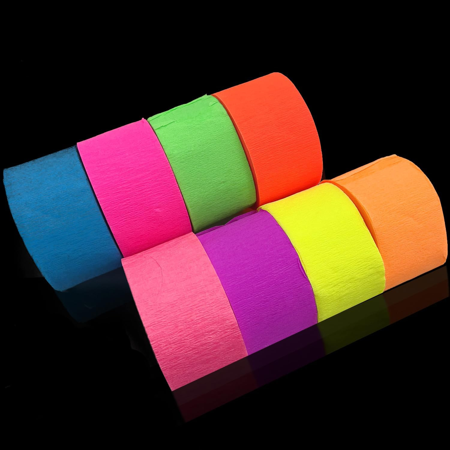 600 Feet Glow Crepe Paper Streamers UV Glow Party Neon Streamer Decorations Glow