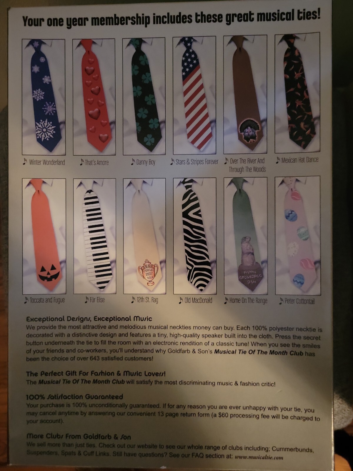 Musical Tie of the Month Gag Funny PARODY Joke Gift Box dad