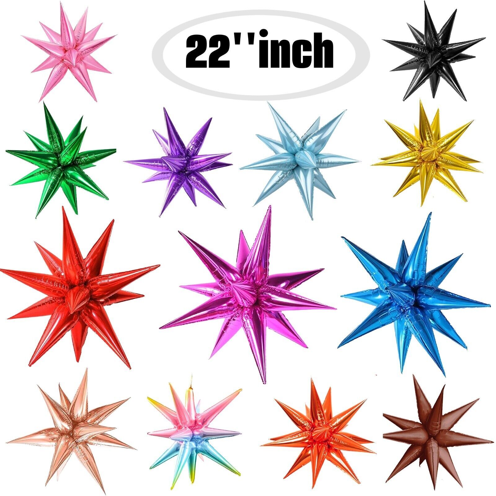 Star Burst Explosion Foil Balloons LARGE Cone Point Spike BIRTHDAY Wedding Party