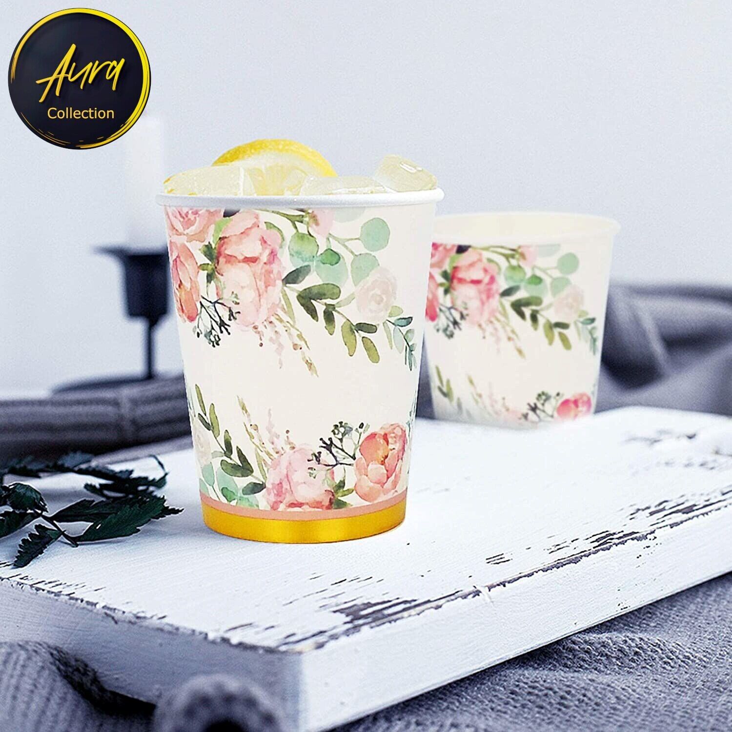 Disposable Floral Party Supplies Pink Plate Cups All Occasions 25 Serves 125 Pcs