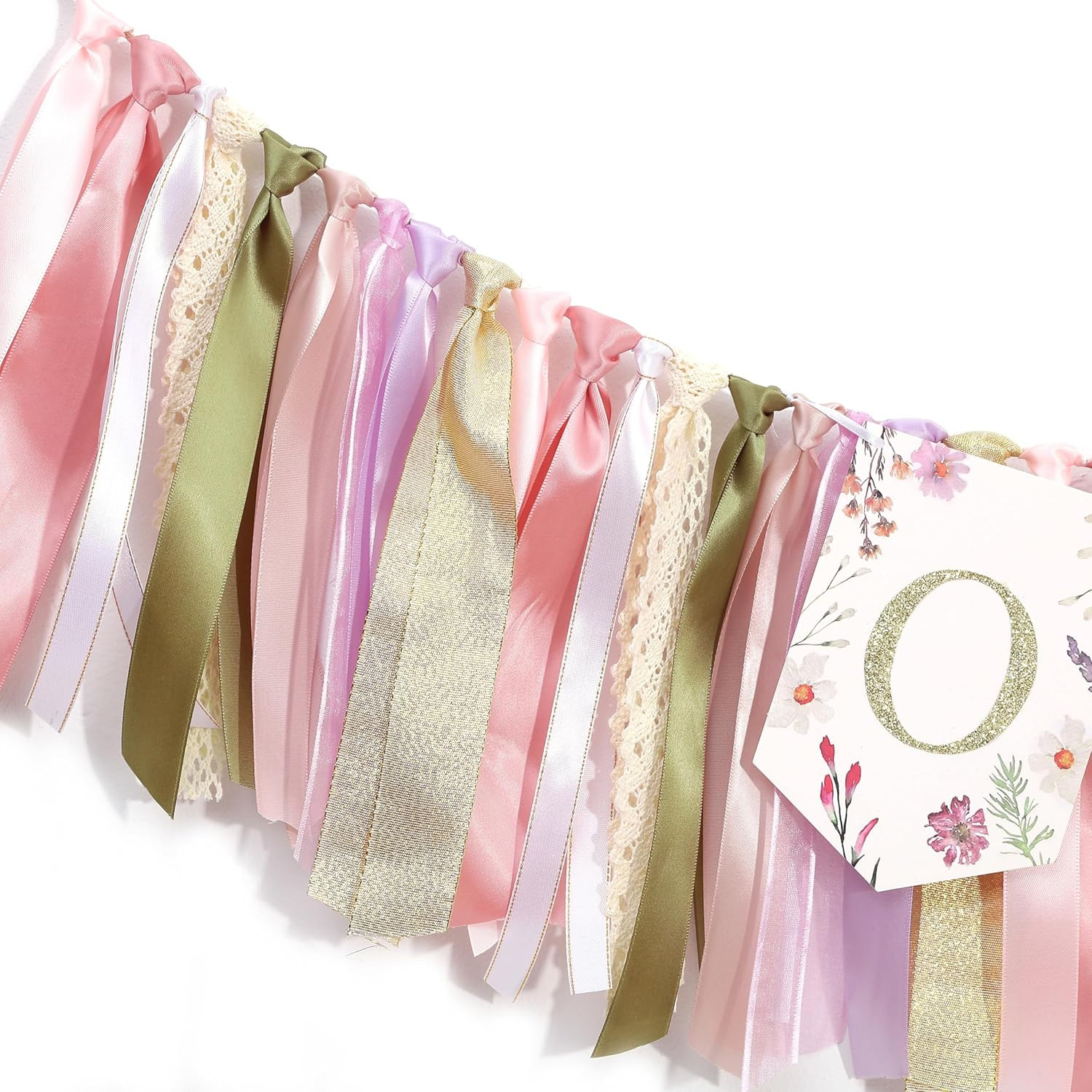 Floral Boho ONE High Chair Banner for Girls 1St Birthday – Pink Wild Flower Firs