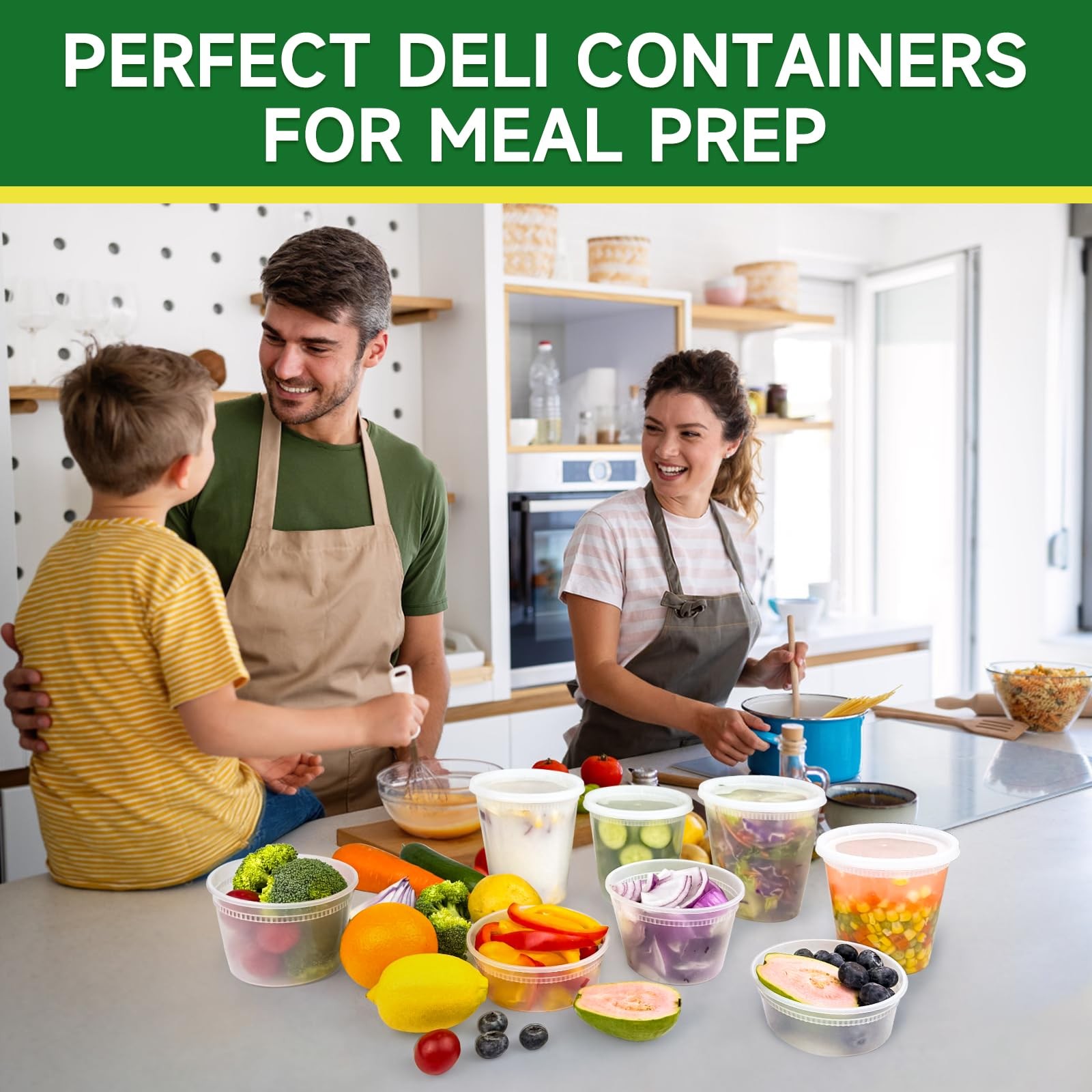 Dealusy 50 Set 32 oz Deli Containers with Lids, Leak-Proof BPA Free Plastic Take