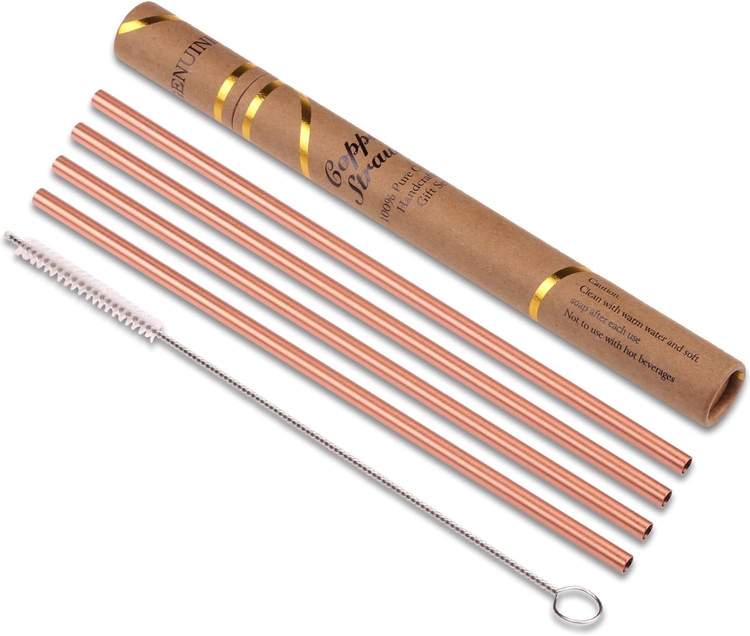Copper Straws Food Safe Solid Copper Mule Drinking StrawsSet of 4 8.5inch Str…