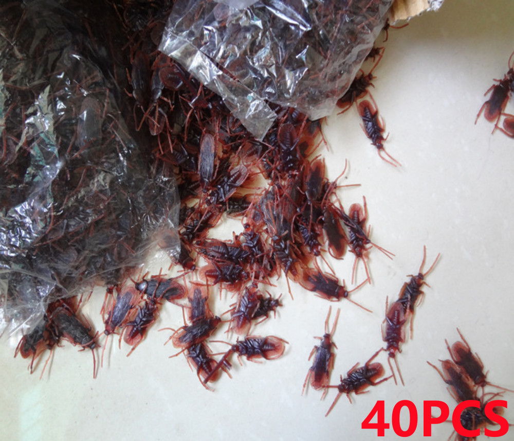 Prank Fake Cockroaches Realistic Cock Roach Joke Gifts Creepy Bug Gag Toys 40PCS