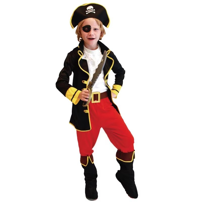 Kids Pirate Costume Set Halloween Dress Up Outfit Boys Girls Role Play Kit