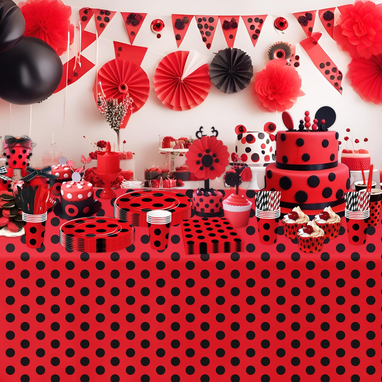 Ladybug Birthday Party Decorations Tableware – Ladybug Party Supplies, Plate,…