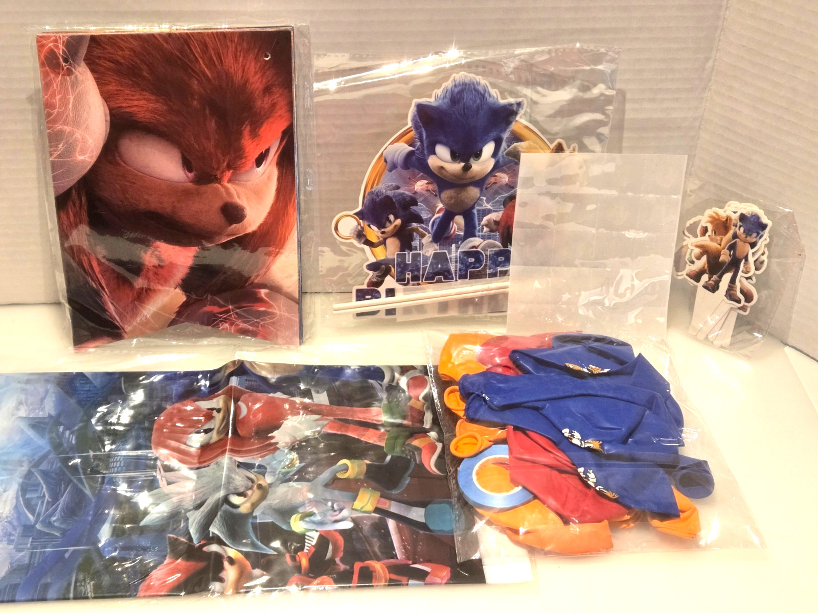 New Birthday Decor Supplies Sonic The Hedgehog Balloons Backdrop Cake Topper Etc