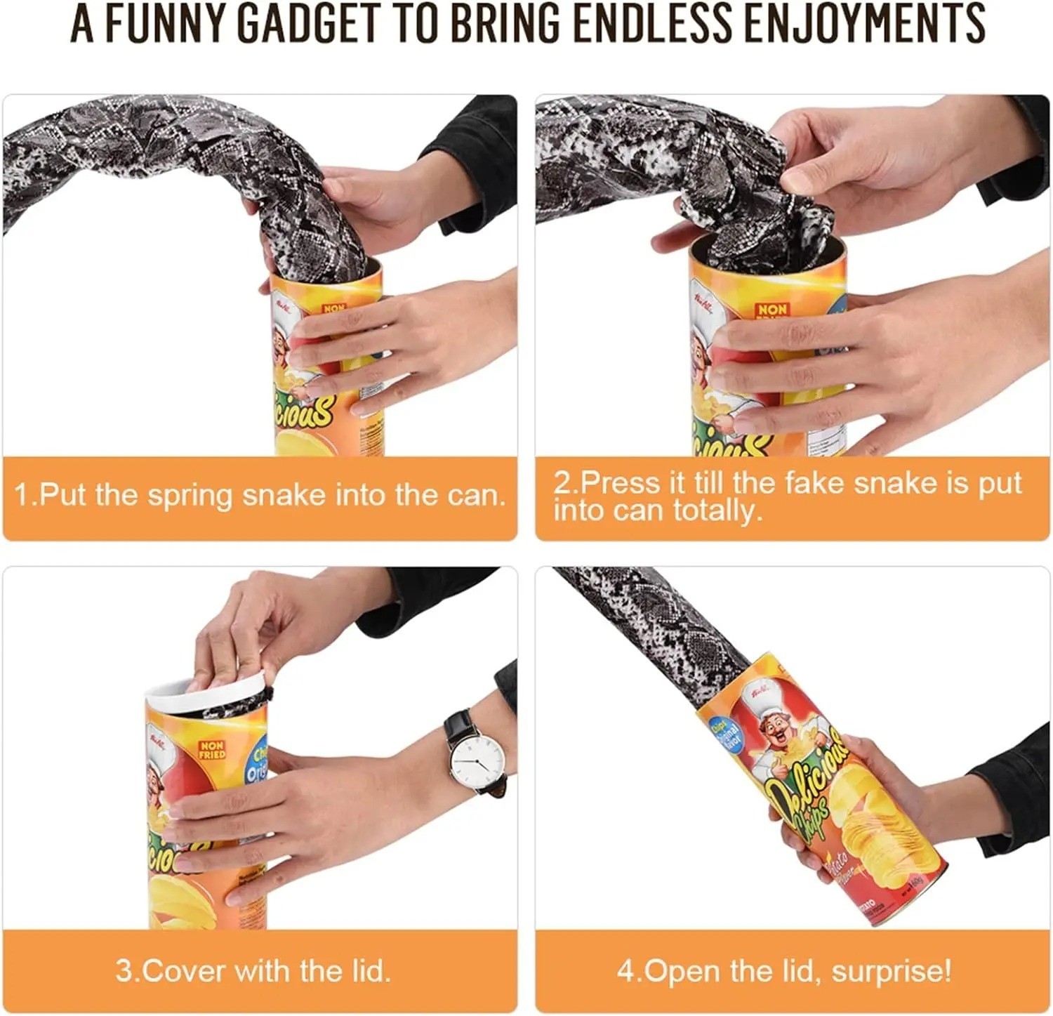 Jumping Snake Prank Can Toy Spring Gag Gift Funny Joke April Fools Halloween