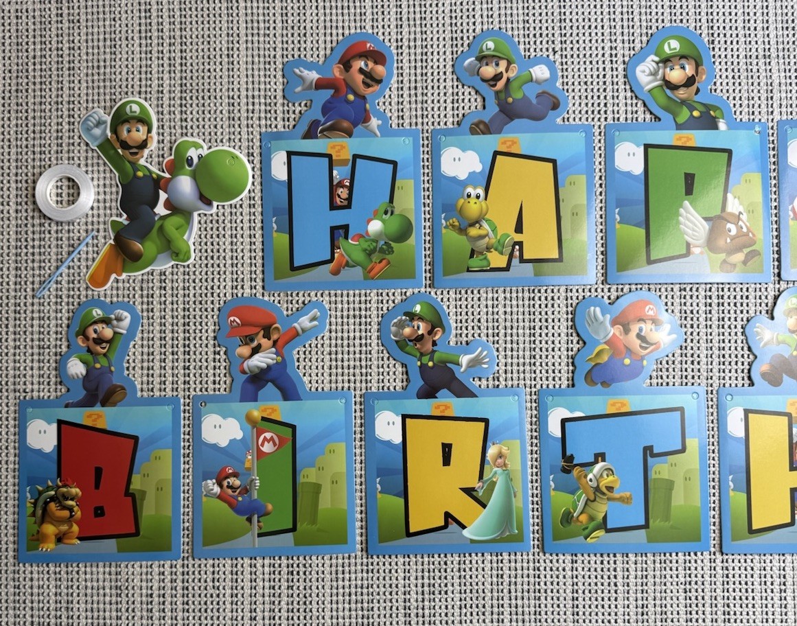 NEW 117Pcs Super Mario Bros Birthday Party Decor Backdrop Banner Cake Toppers+