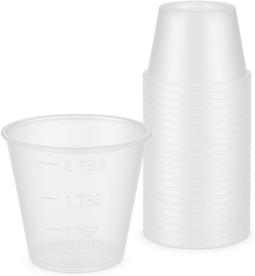 [100 Count – 1 oz.] Disposable Graduated Plastic Medicine Cups – For Mixed Pill