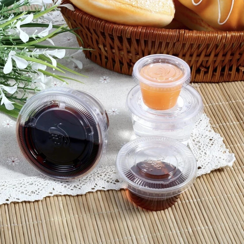5.5oz Plastic Clear Portion Cups with Lids Pack of 1000 for Sauce Cup BPA Free