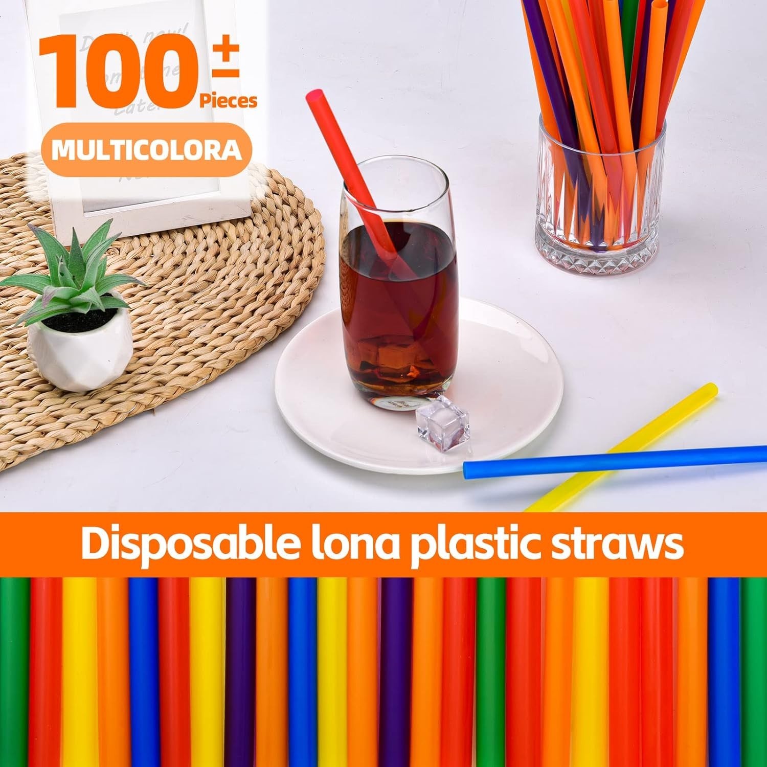 100PCS Jumbo Smoothie Straws – Colorful Disposable 0.4″ x 8.3″ for Any Occasion