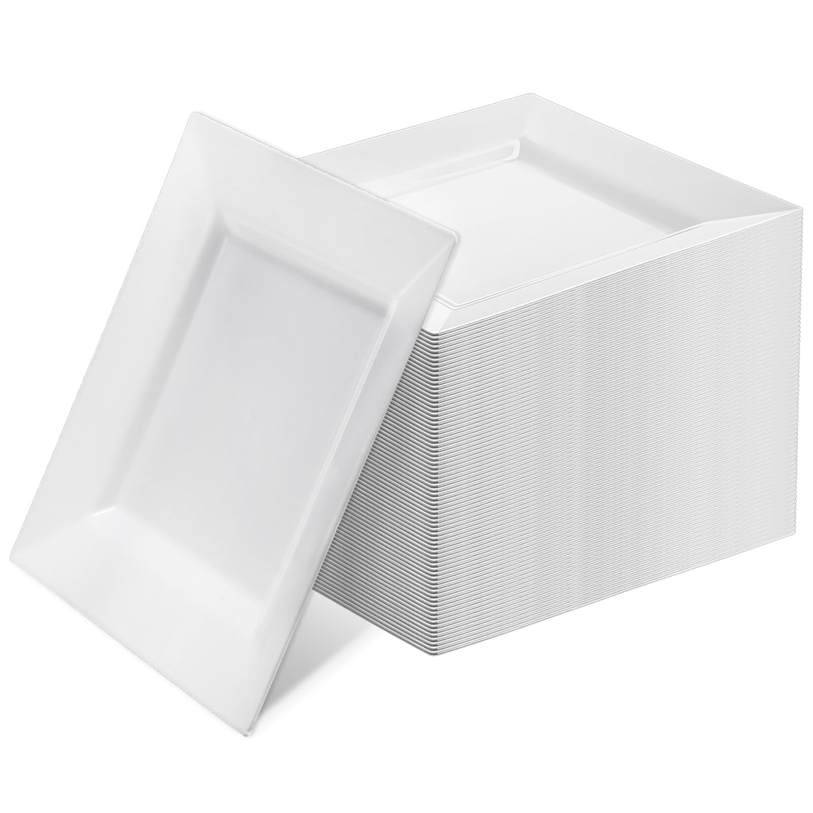 White Square Plastic Plates 100 Packs Disposable Dessert Plates 6.5″ Cake App…