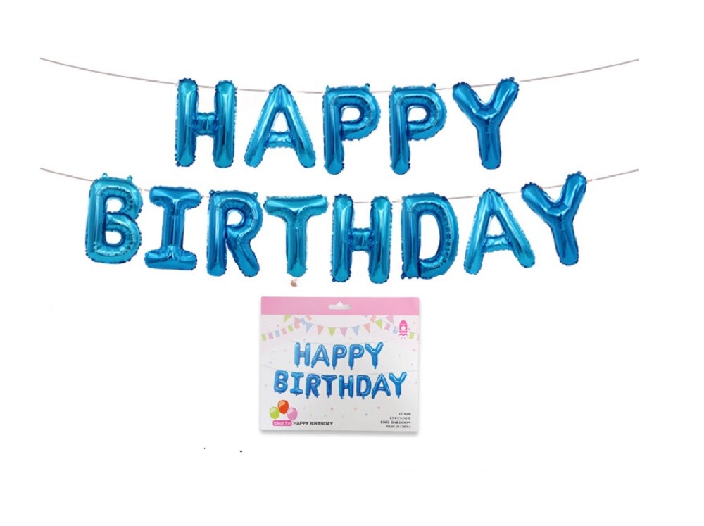 16 Inch Birthday Balloons Banner – Mylar Foil Letters, Party Decorations