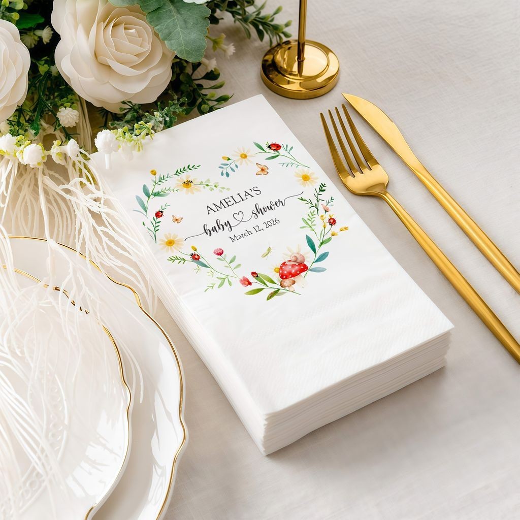 Personalized Ladybug Baby Shower Napkins Garden Party Decor SATTNA0706