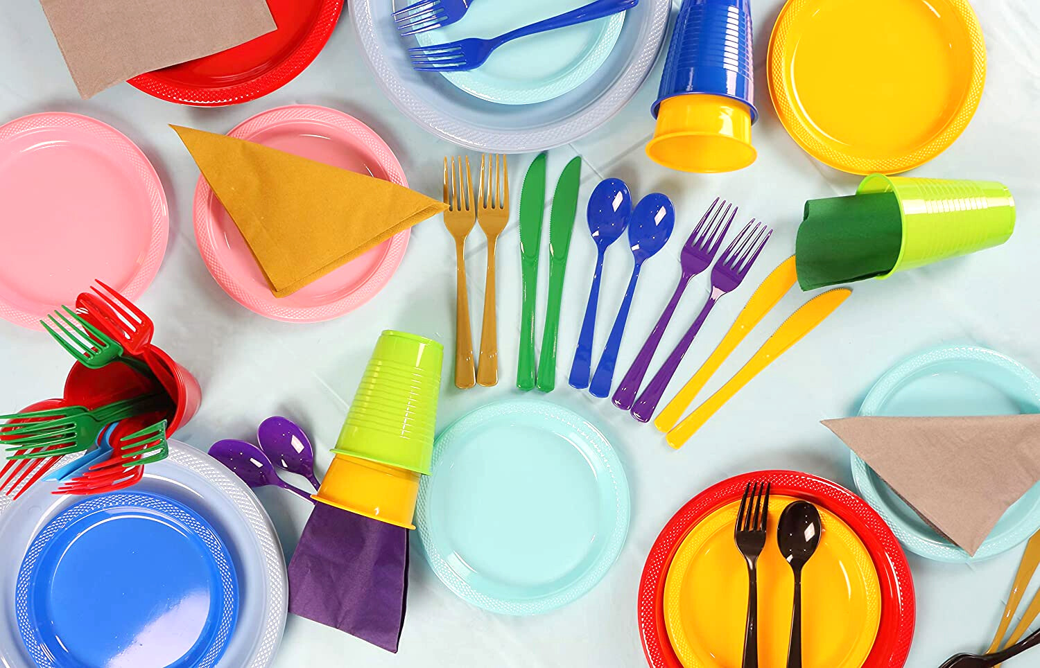 Plastic Disposable Plates -Vibrant Solid Colors Luncheon Dinner Party 7″ 9″ 10″