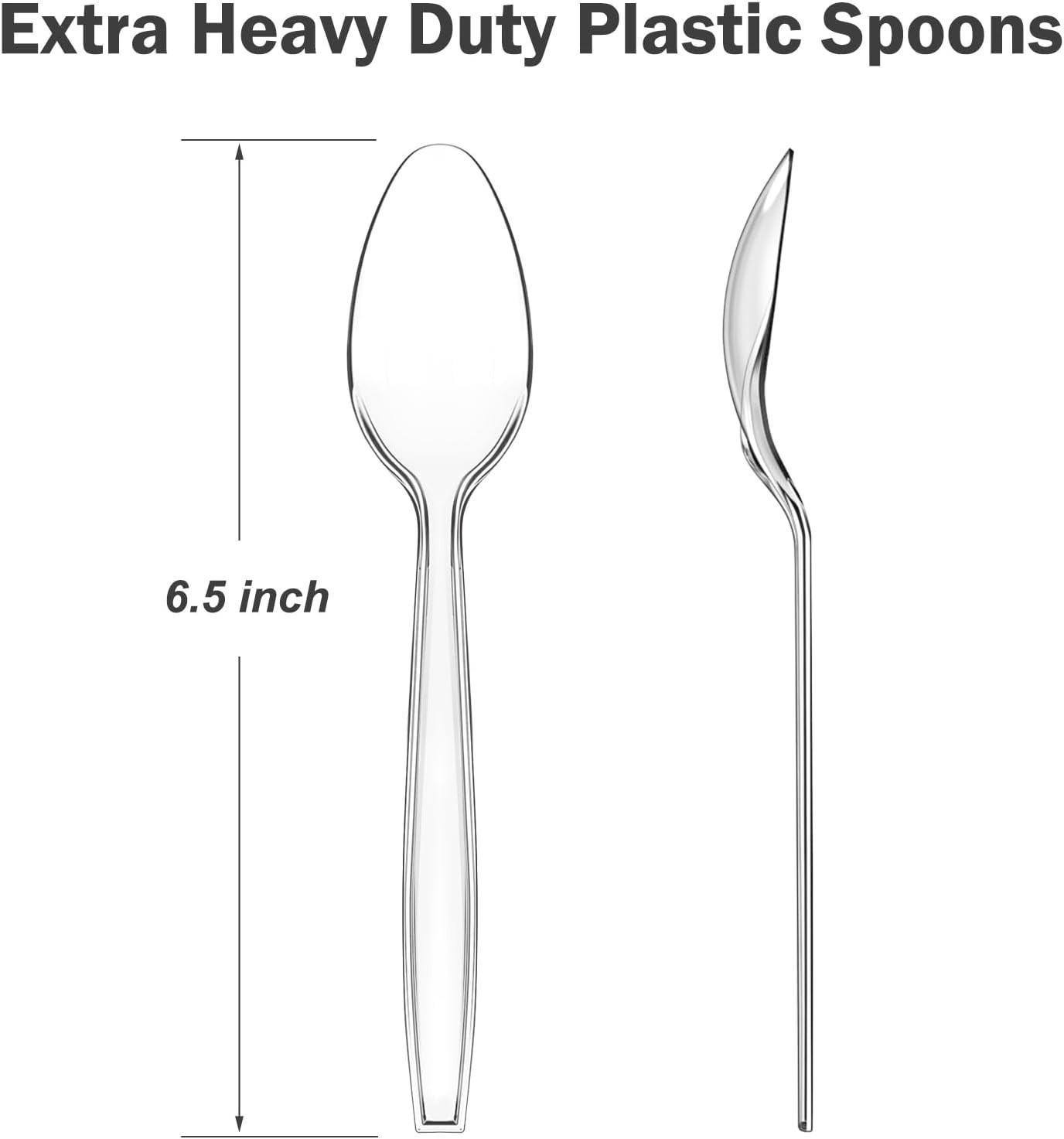 100 Count Clear Plastic Spoons Disposable, BPA-Free, Heat Resistant, Solid an…